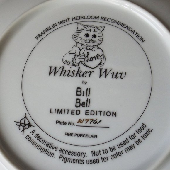 Franklin Mint Whisker Wuv porcelain plate, collectible (#EV1505) - Picture 5 of 5